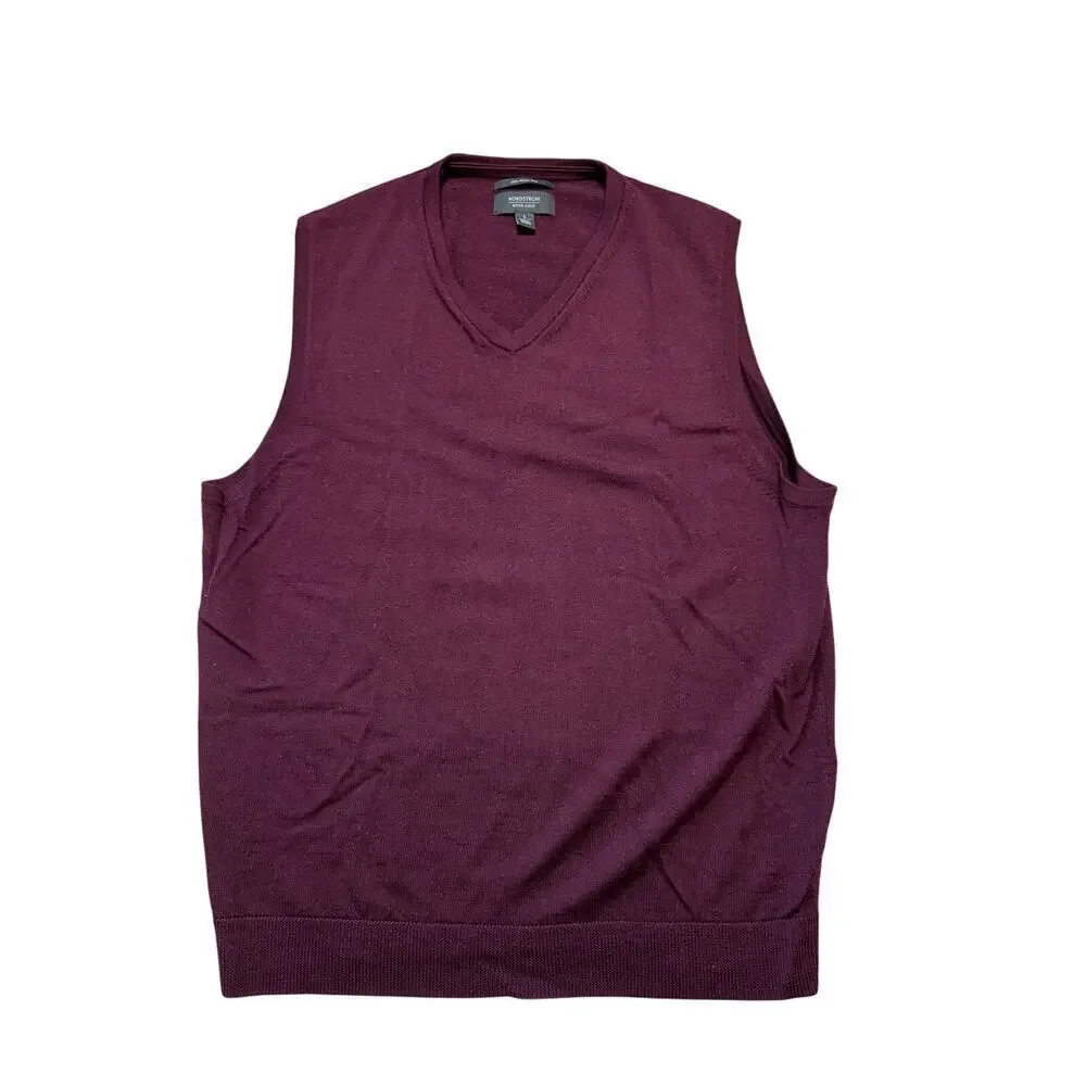 NORDSTROM 100% Merino Wool lightweight Sweater Vest; Maroon; LG; Classic;